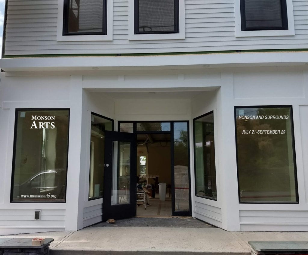 The front entrance of the Monson Arts Gallery in Monson, Maine